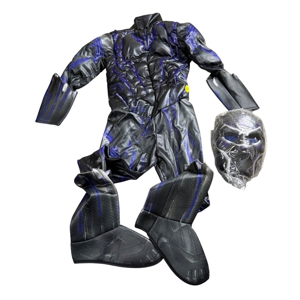 Marvel Black Panther Costume Kids Medium 8-10 Light Up Muscle Chest Superhero - Picture 5 of 8